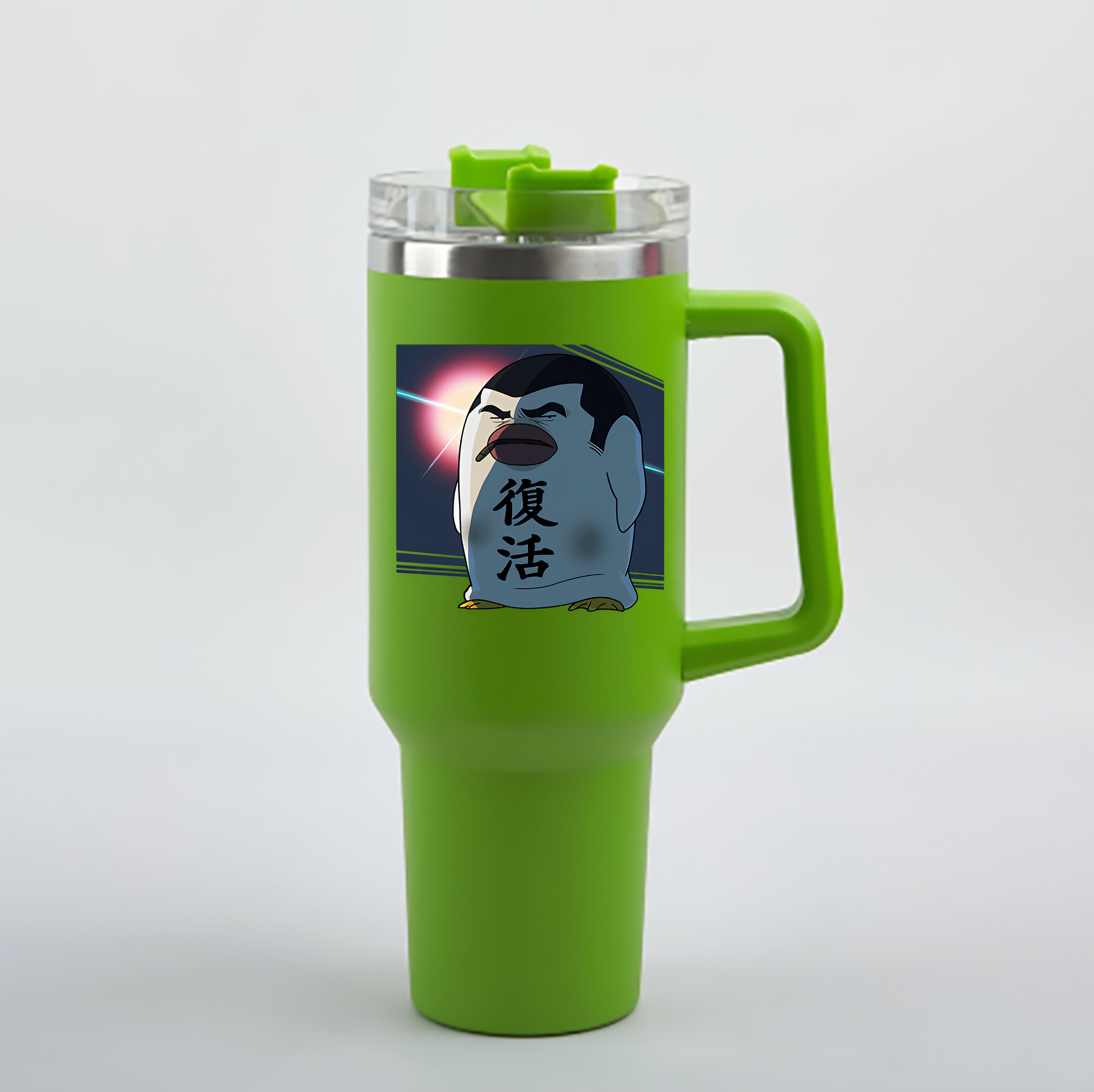 （画像用） ぎんたま 坂田銀時（さかたぎんとき） 神楽 志村新八（しむら しんぱち） GINTAMA Sakata Gintoki Kagura Shimura Shinpachi 1200mL車用タンブラー - クリスタルステッカー（プラスチックストロー付き）